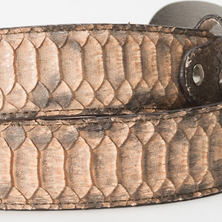 Cinturón Casual Caballero As Glam Piel Exótica Pitón Premium Color Natural Forro Piel Bovino