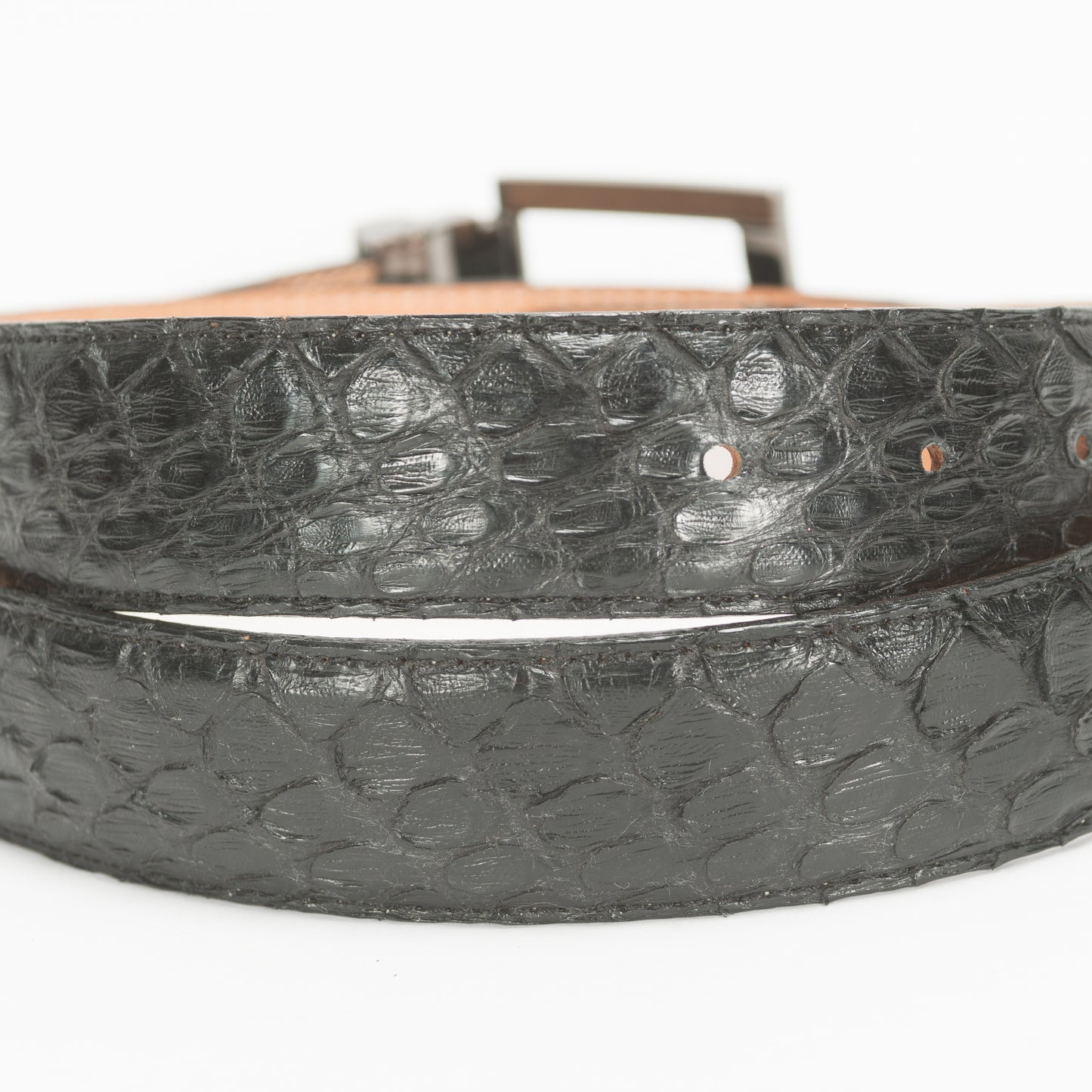 Cinturón Casual Caballero As Glam Piel Exótica Pitón Premium Color Negro Forro Piel Bovino