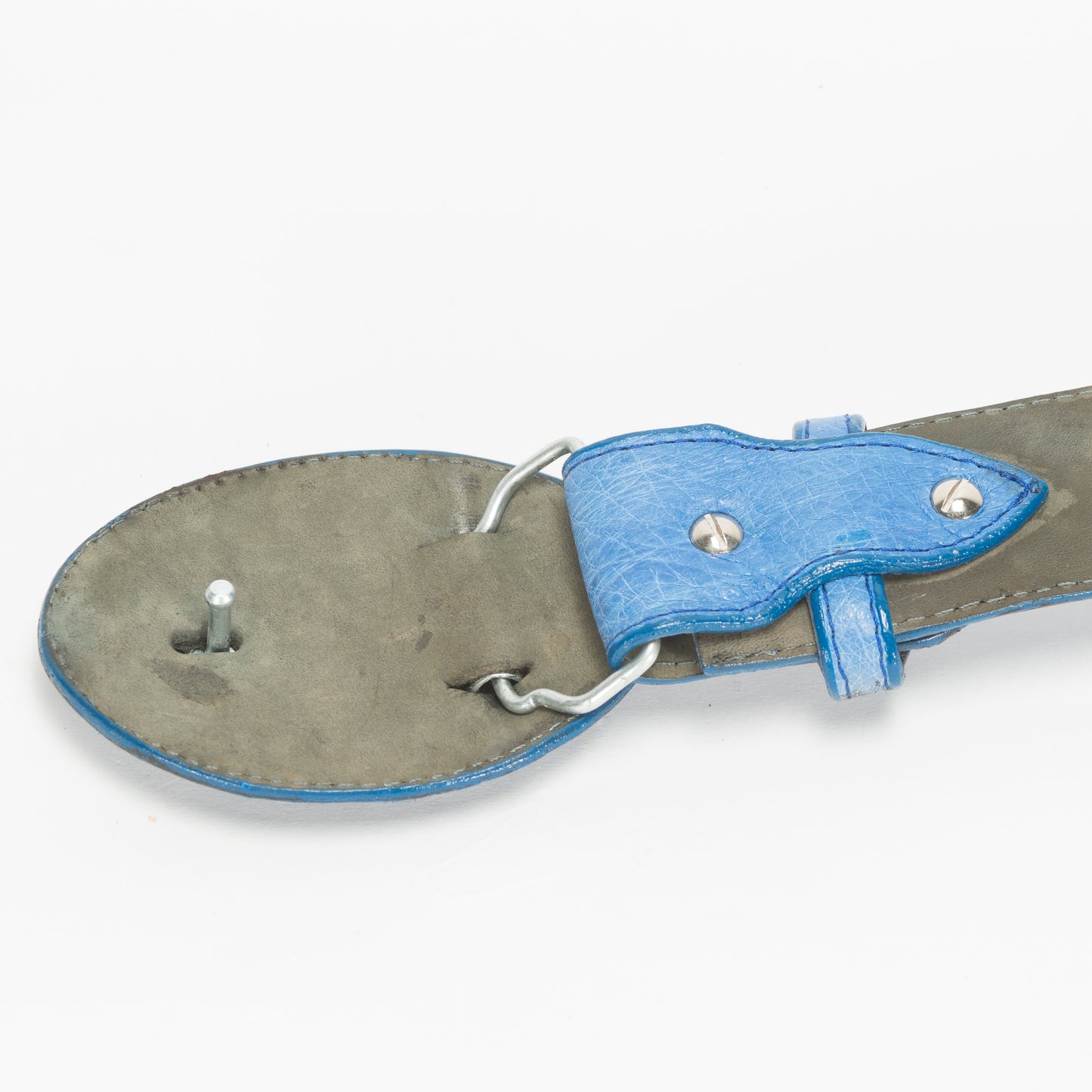 Cinturón Casual Caballero As Glam Piel Exótica Avestruz Premium Color Azul Forro Piel Bovino