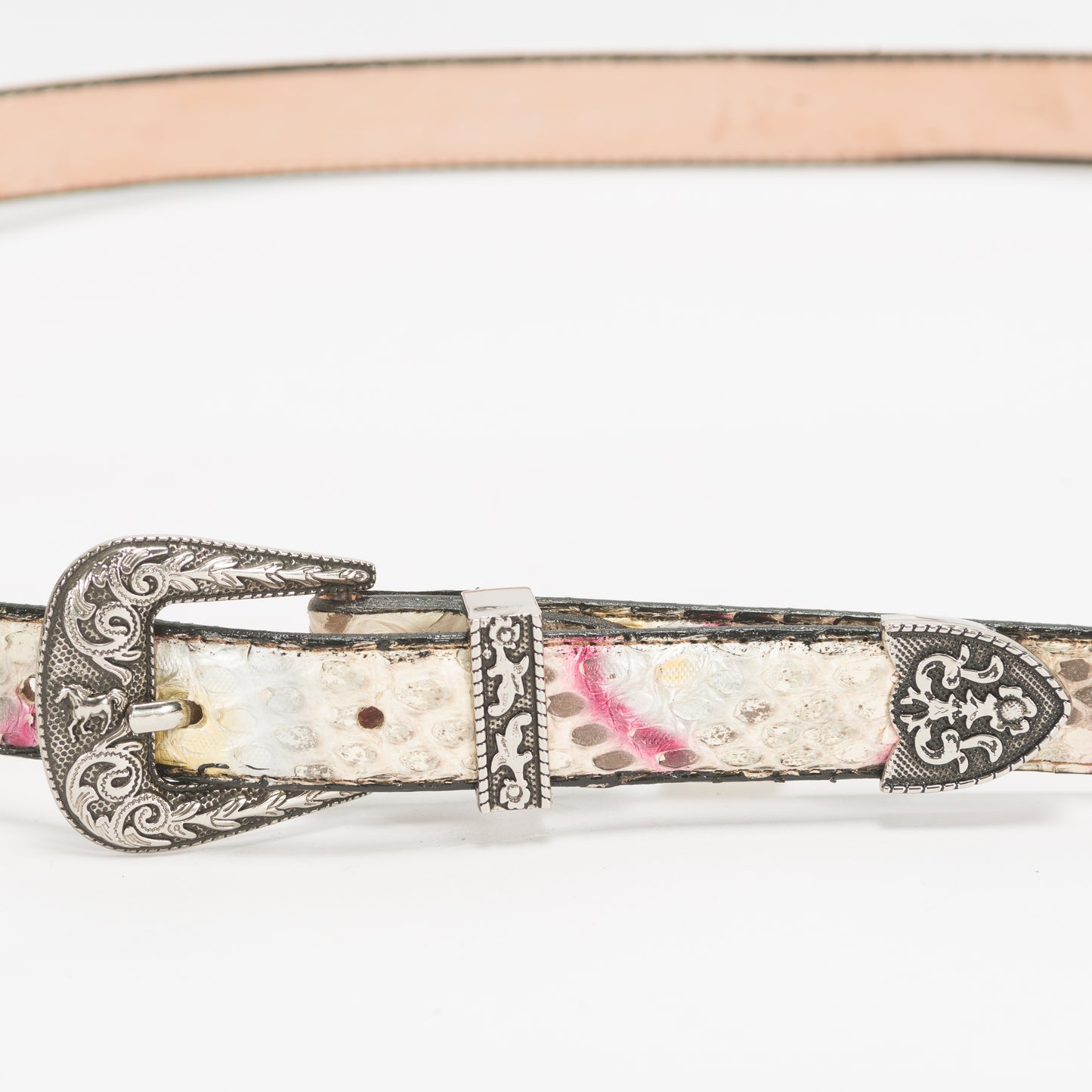 Cinturón Casual Dama As Glam Piel Exótica Pitón Premium Color Multicolor Forro Piel Bovino