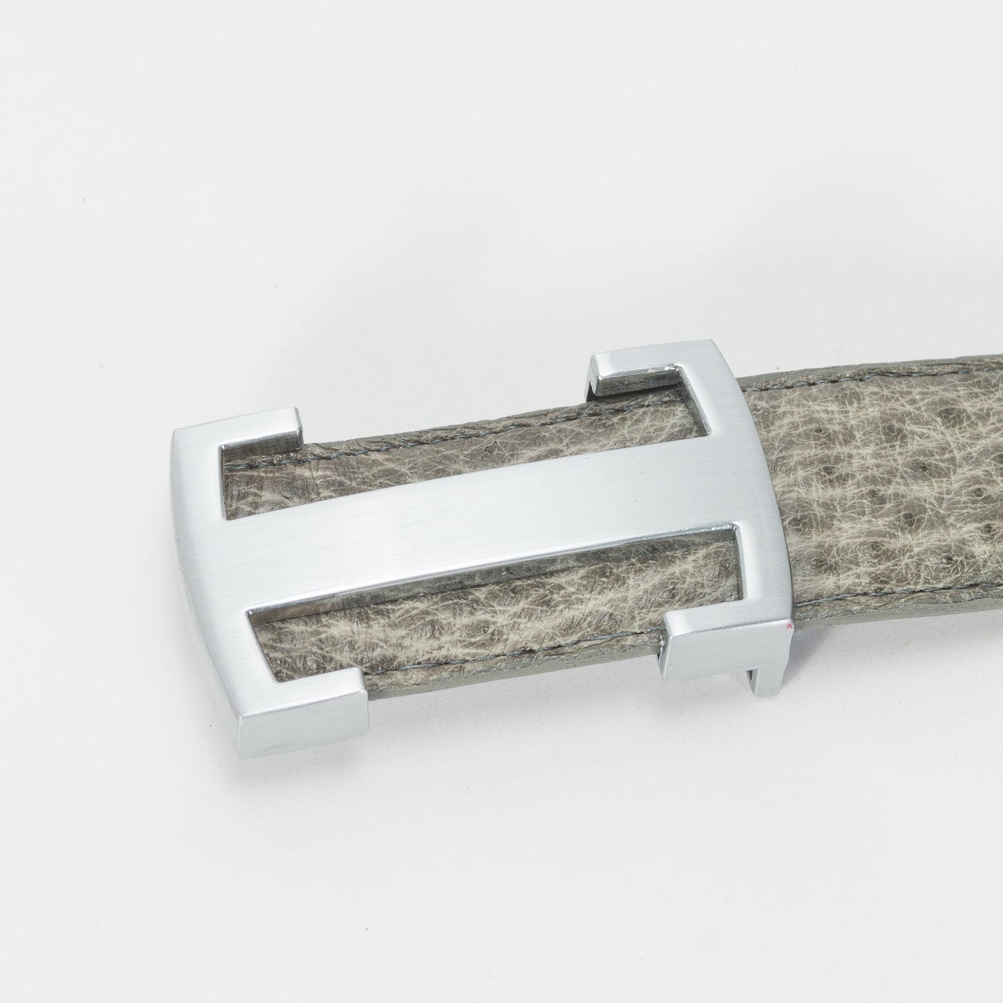 Cinturón Casual Caballero As Glam Piel Exótica Avestruz Premium Color Gris Forro Piel Bovino