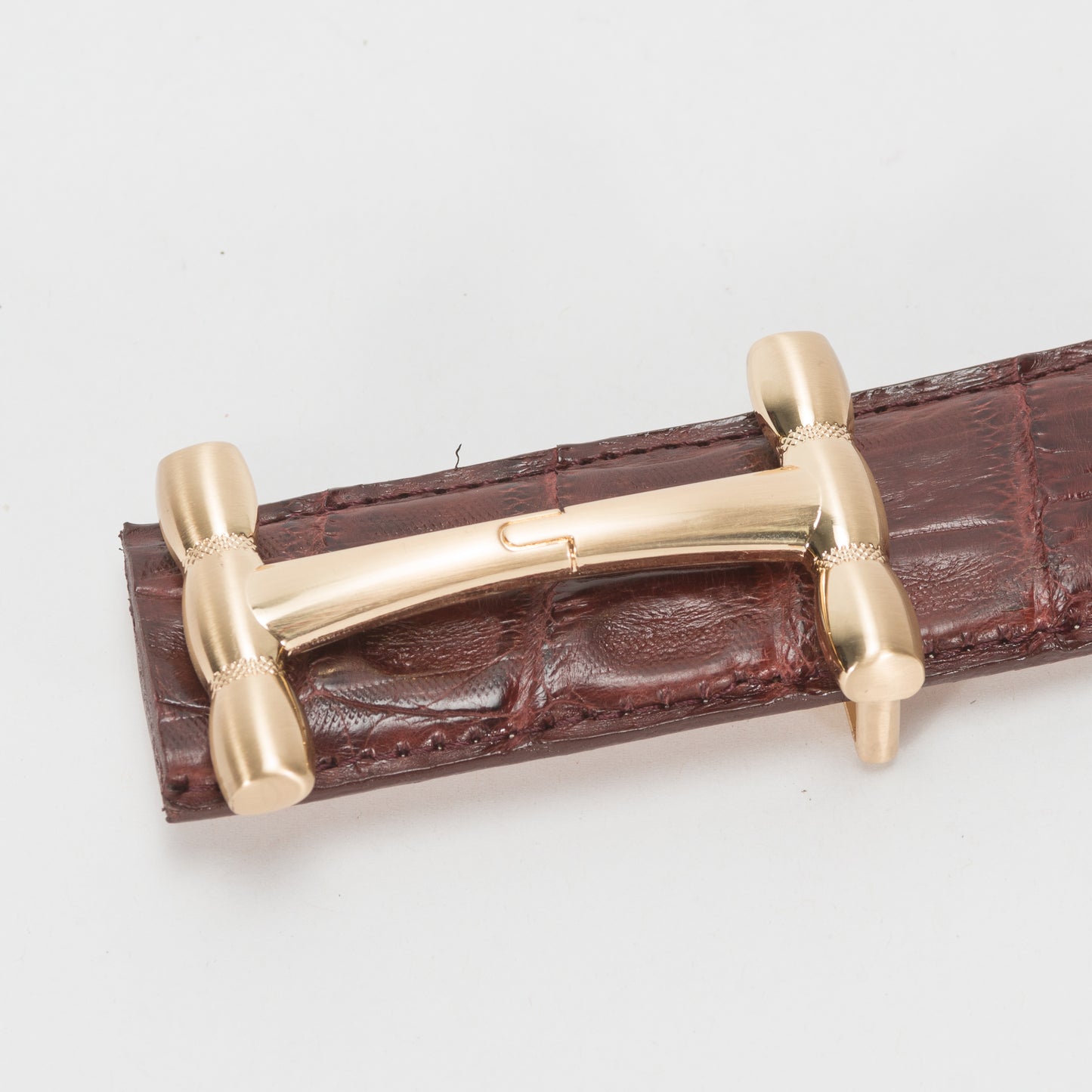 Cinturón Casual Caballero As Glam Piel Exótica Cocodrilo Premium Color Café Forro Bovino