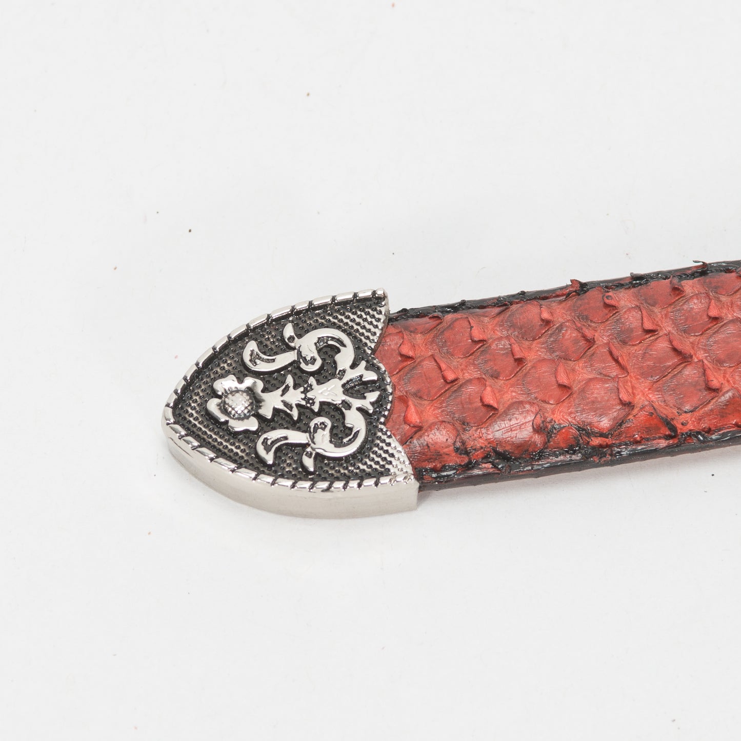 Cinturón Casual Dama As Glam Piel Exótica Pitón Premium Color Rojo Forro Piel Bovino