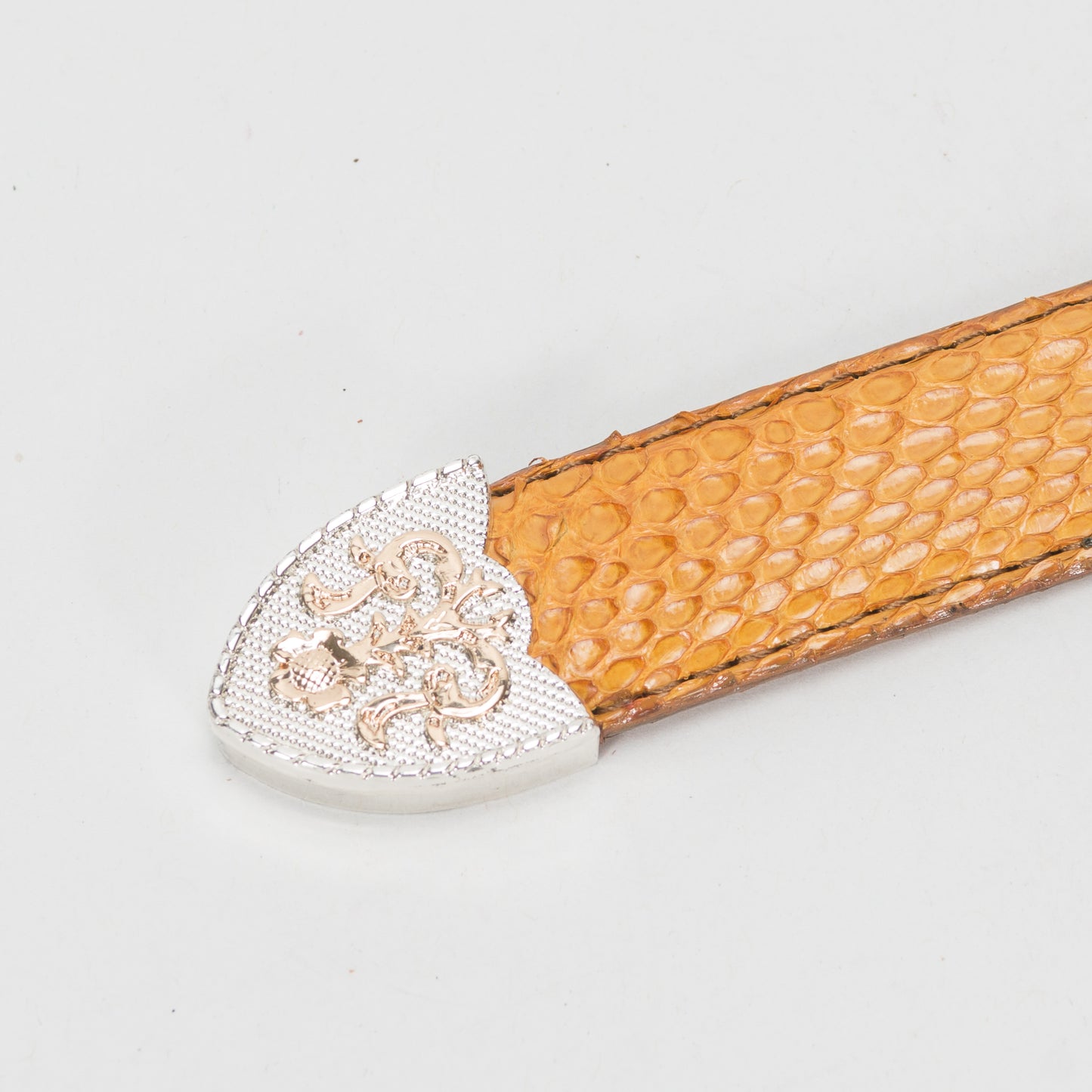 Cinturón Casual Dama As Glam Piel Exótica Pitón Premium Color Miel Forro Piel Bovino