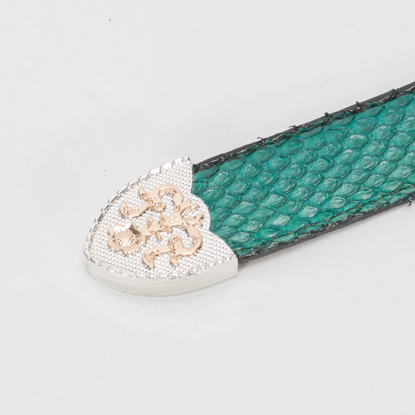 Cinturón Casual Dama As Glam Piel Exótica Pitón Premium Color Verde Forro Piel Bovino