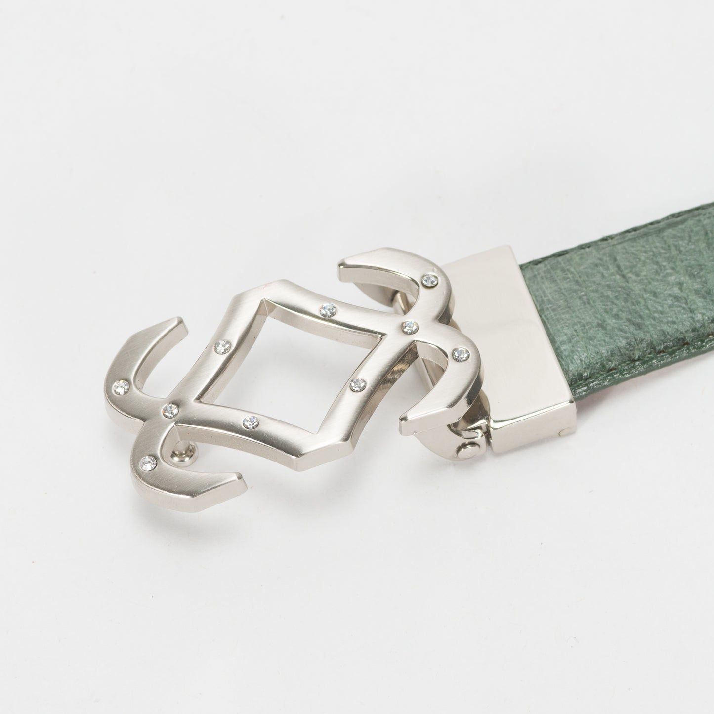 Cinturón Casual Dama As Glam Piel Exótica Avestruz Premium Color Verde Forro Piel Bovino