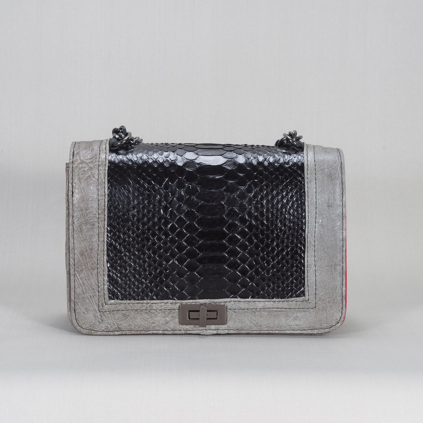 Bolsa Dama As Glam Exotic Leather en piel de Pitón con piel Avestruz