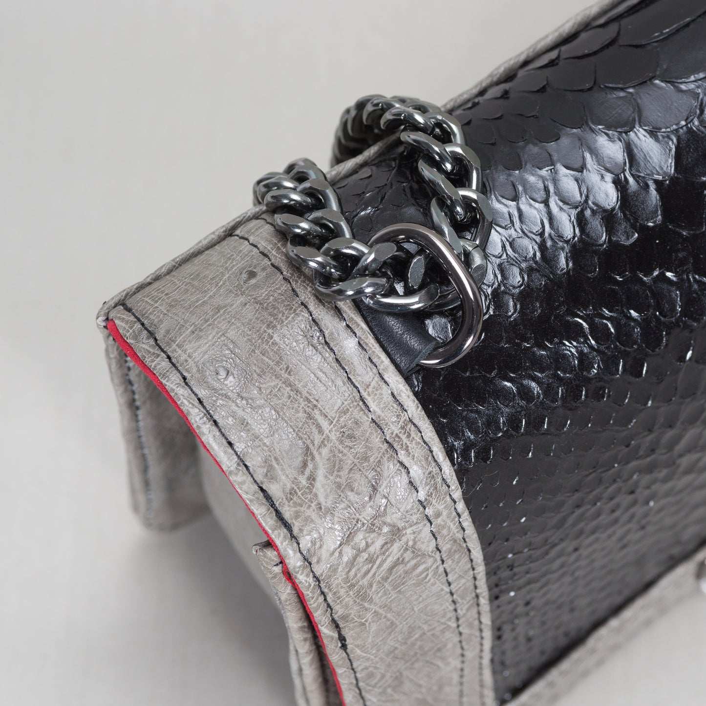 Bolsa Dama As Glam Exotic Leather en piel de Pitón con piel Avestruz