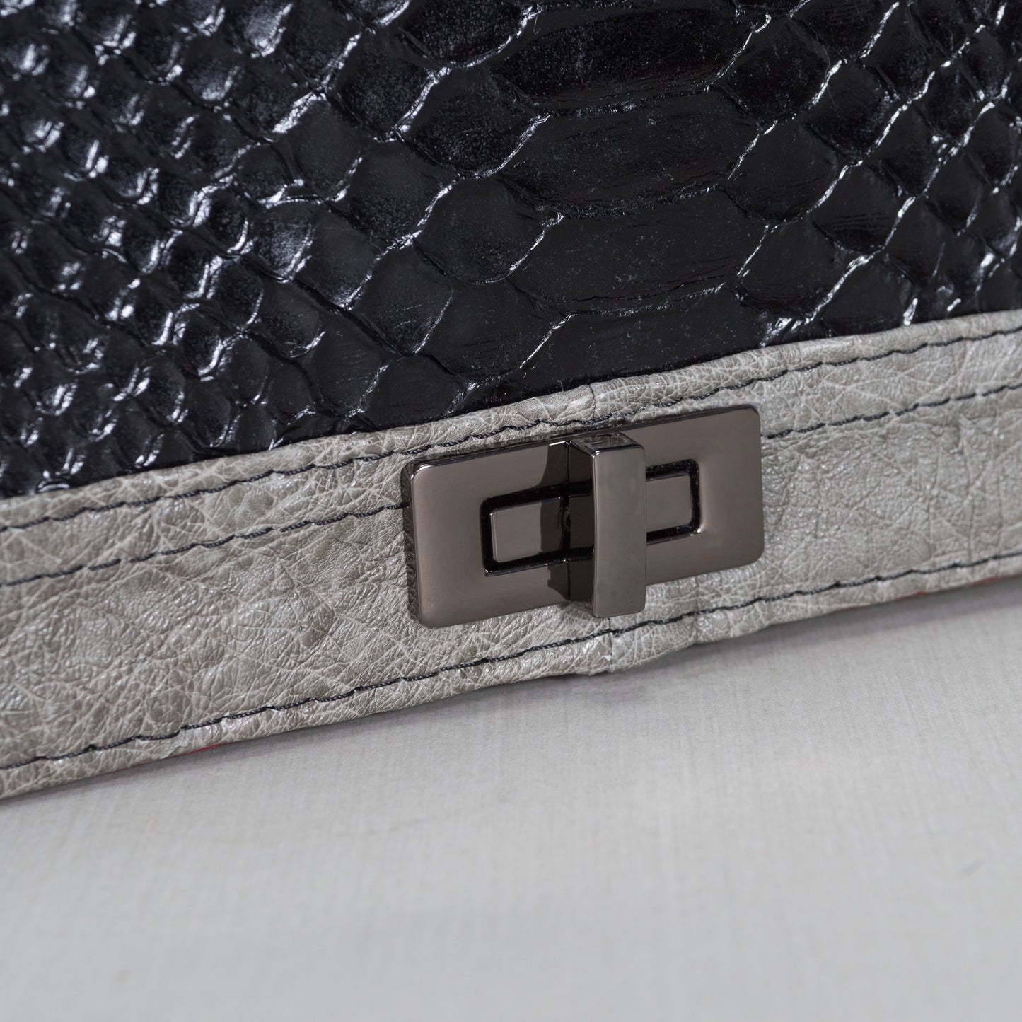 Bolsa Dama As Glam Exotic Leather en piel de Pitón con piel Avestruz