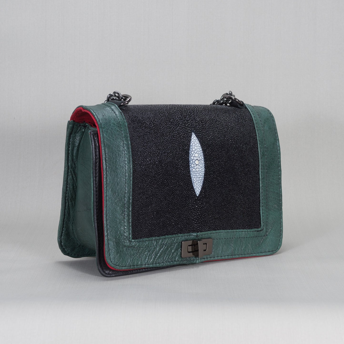 Bolsa Dama As Glam Exotic Leather en piel de Avestruz y piel genuina de Mantarraya