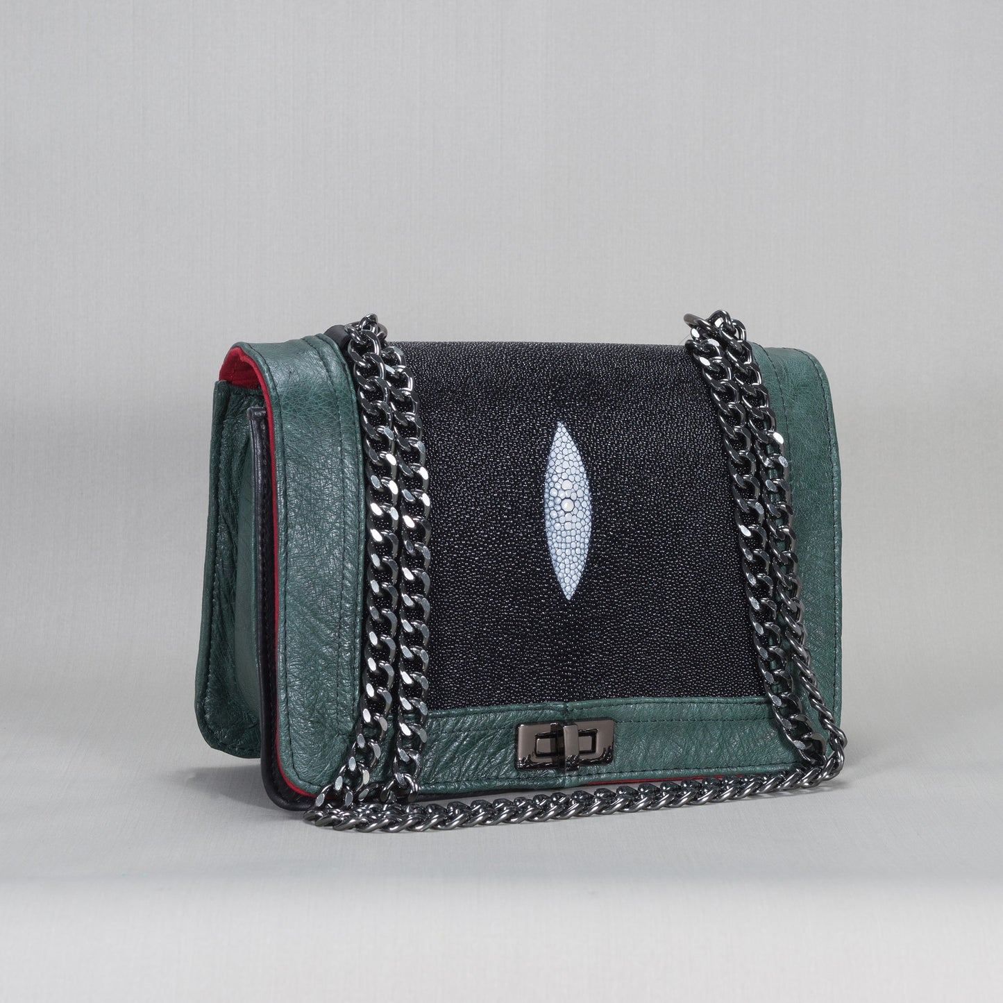 Bolsa Dama As Glam Exotic Leather en piel de Avestruz y piel genuina de Mantarraya