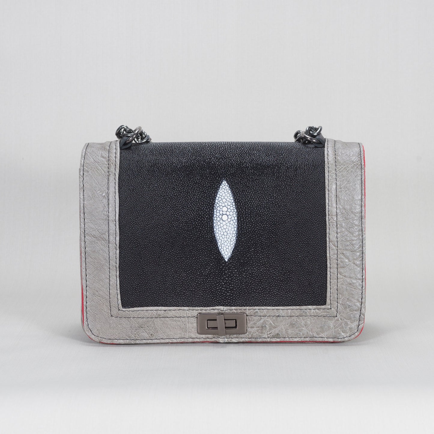 Bolsa Dama As Glam Exotic Leather en piel de Avestruz y piel genuina de Mantarraya
