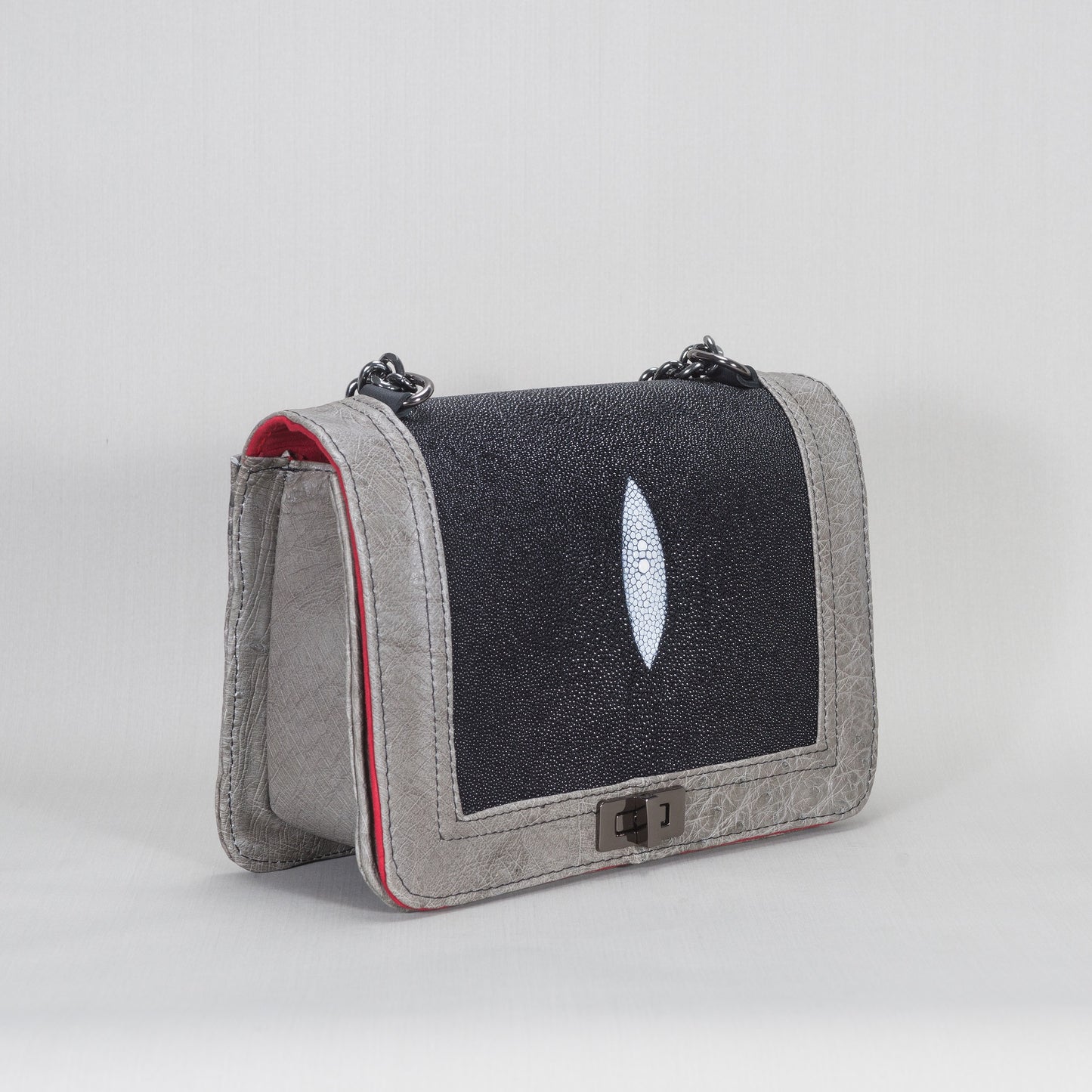Bolsa Dama As Glam Exotic Leather en piel de Avestruz y piel genuina de Mantarraya