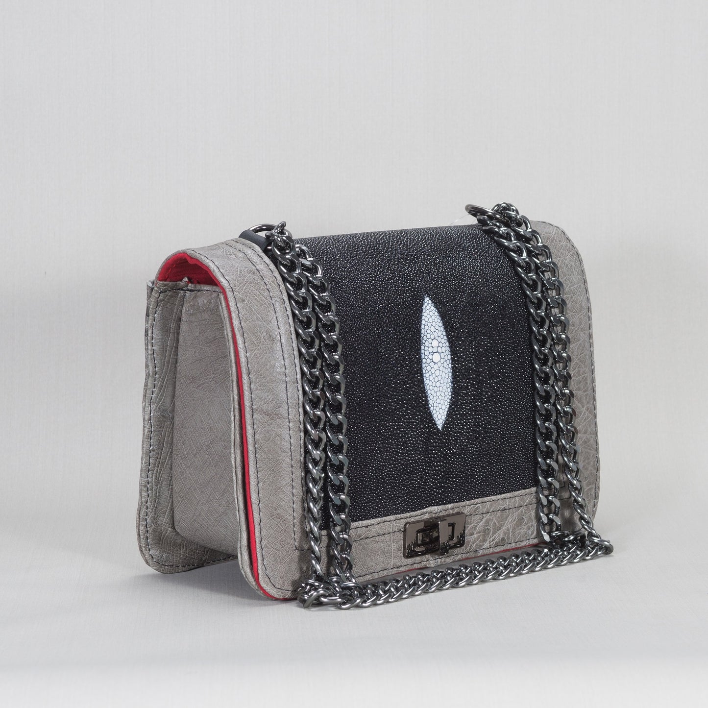 Bolsa Dama As Glam Exotic Leather en piel de Avestruz y piel genuina de Mantarraya