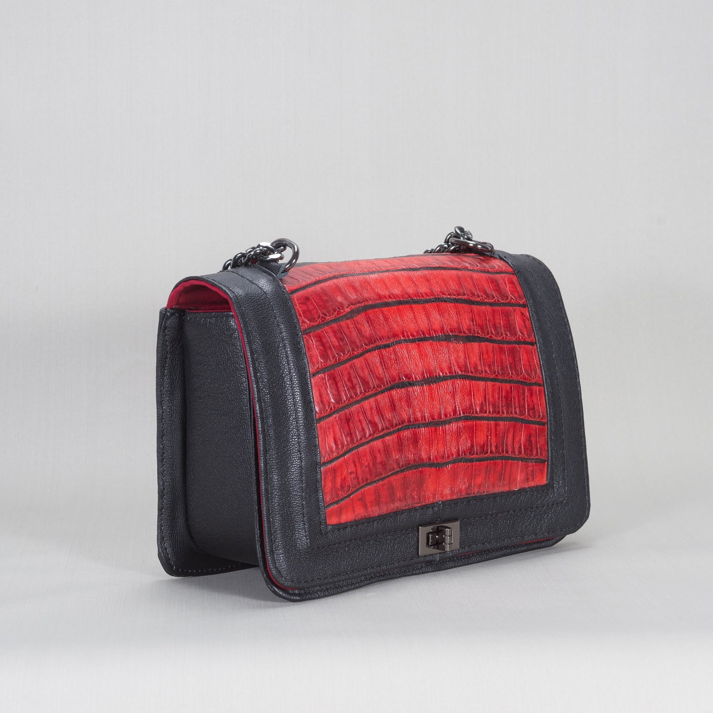 Bolsa Dama As Glam Exotic Leather en Piel de Ternera y piel genuina de Cocodrilo brillante