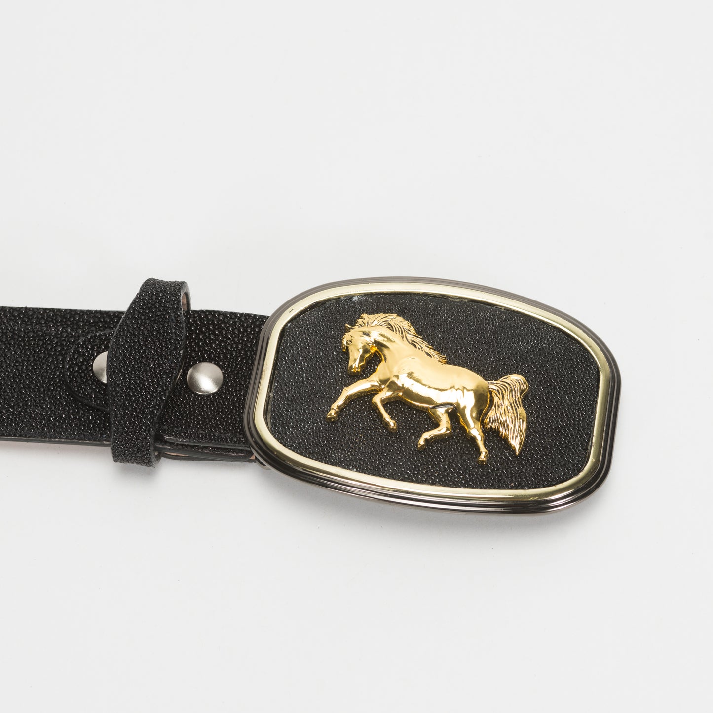 Cinturón Casual Caballero As Glam Piel Exótica Mantarraya Premium Color Negro Forro Piel Bovino