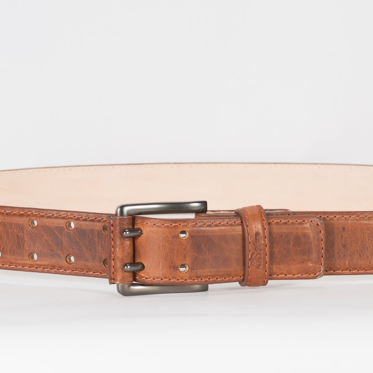 Cinturón Casual Caballero As Glam Piel Exótica Búfalo Premium Color Café Claro Forro Piel Bovino